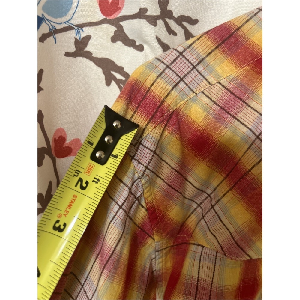 Larry Mahan Western Shirt Mens Medium Pearl Snap Plaid Sunset Cowboy Collection - Picture 12 of 15